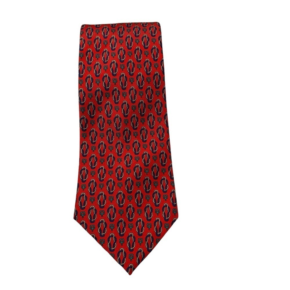 Burberrys vintage horse bits rope silk tie 3.5”  equestrian knight logo.